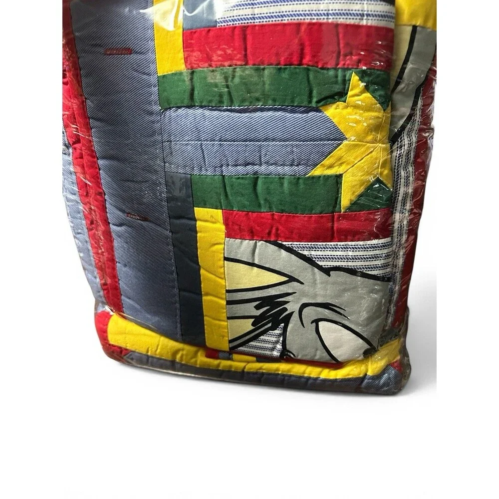 Vintage Looney Tunes Twin Quilt Warner Bros. Bugs Taz Daffy Patchwork 66x86